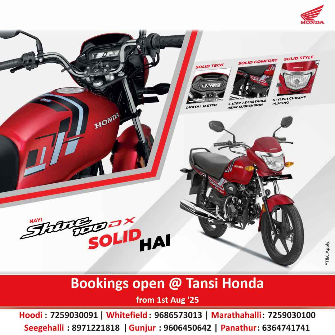 Bookings open @ Tansi Honda from 1st Aug '25